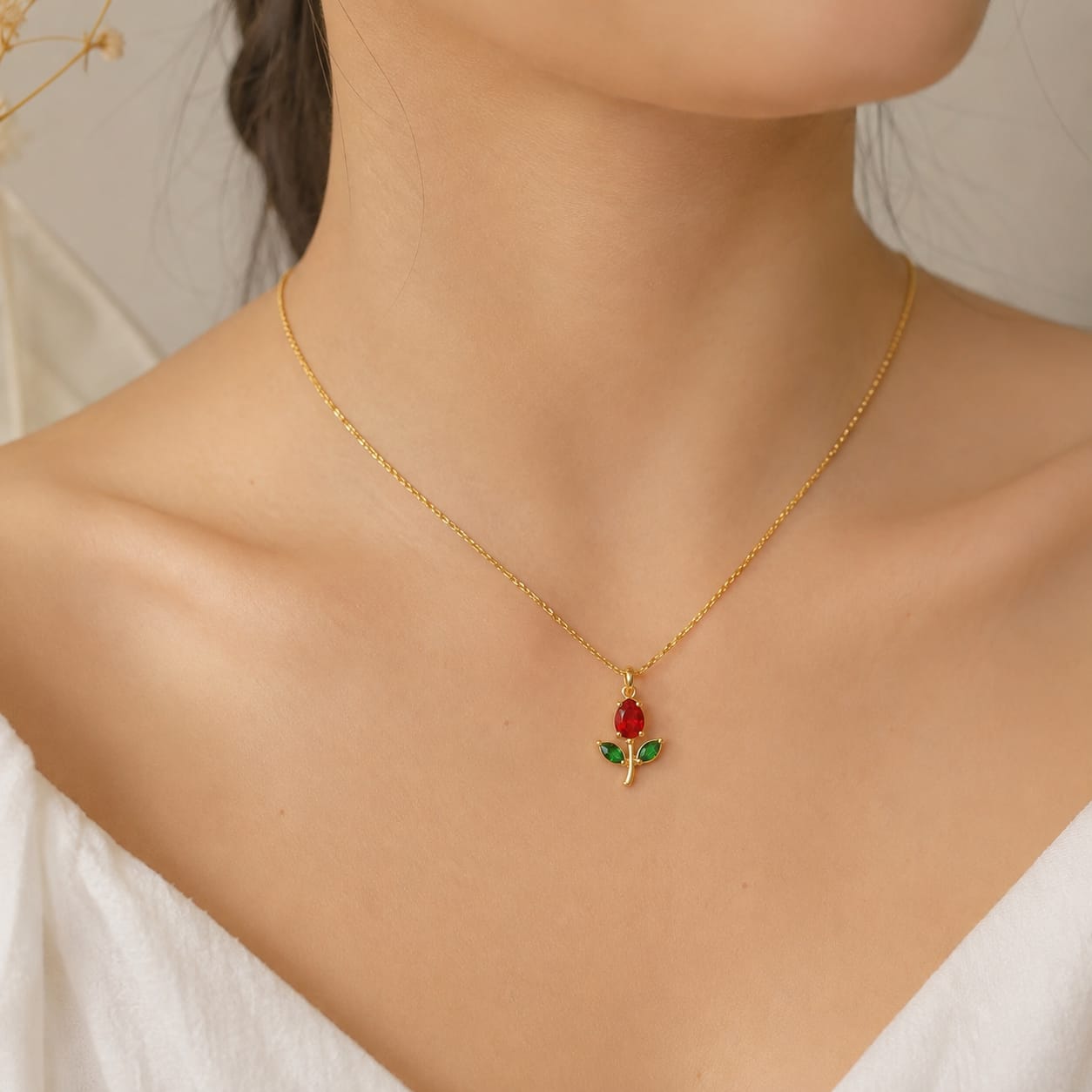 Tulip Necklace for Women – Pure Stainless Steel Anti-Tarnish Pendant